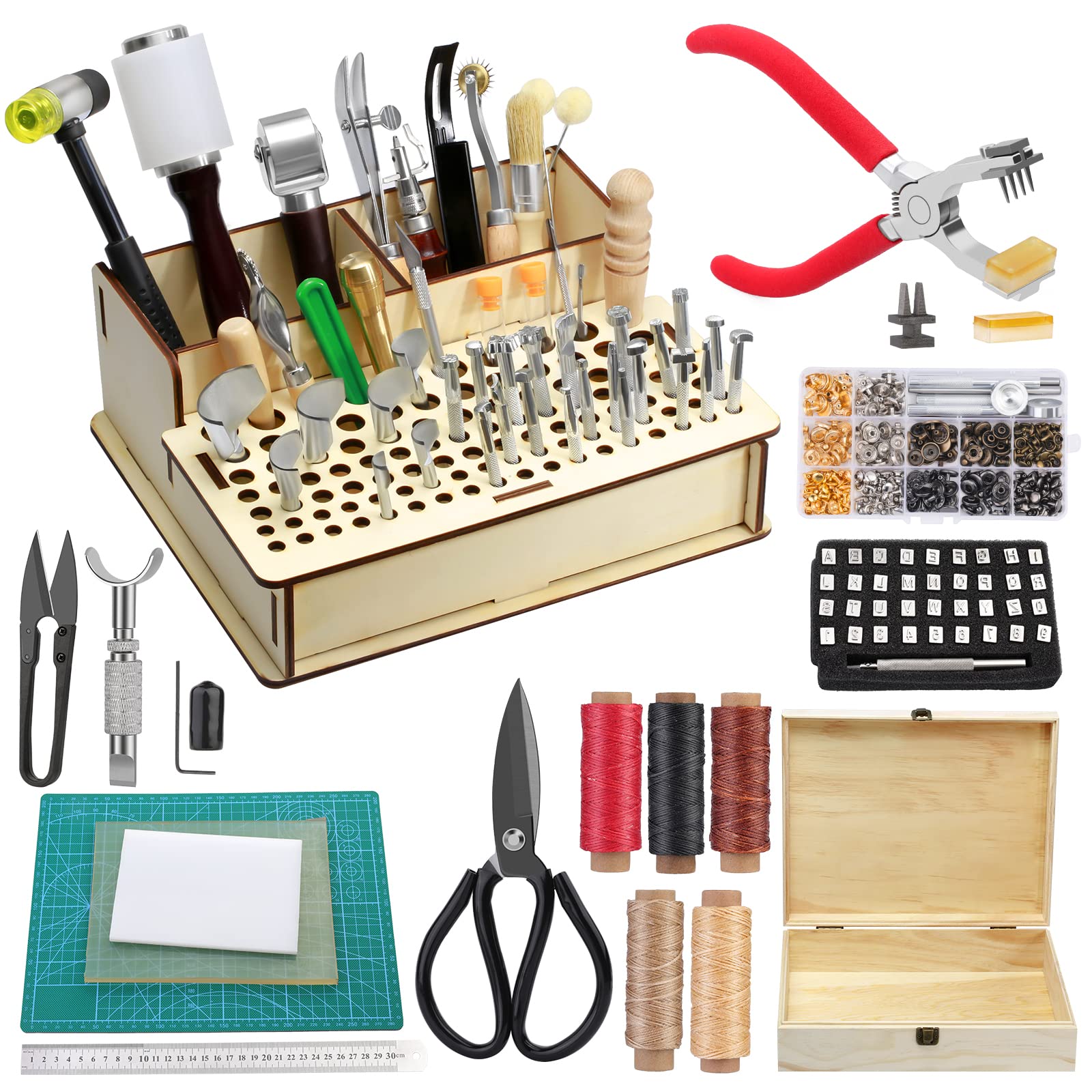 447 Pieces Leather Working Tools and Supplies with Instruction – Mayboos