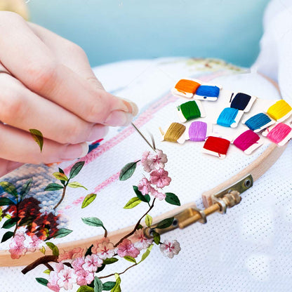DIY Embroidery Organizer Kit flower, Cross Stitch Kit, Floss Holder,  Plywood Sewing Organizer 