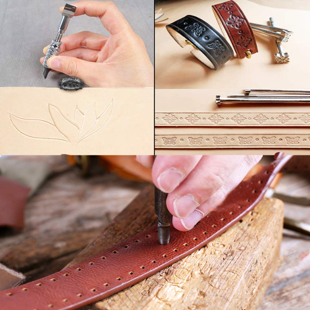 183Pcs Leather kit,Leathercraft Working Tool Kit with Saddle