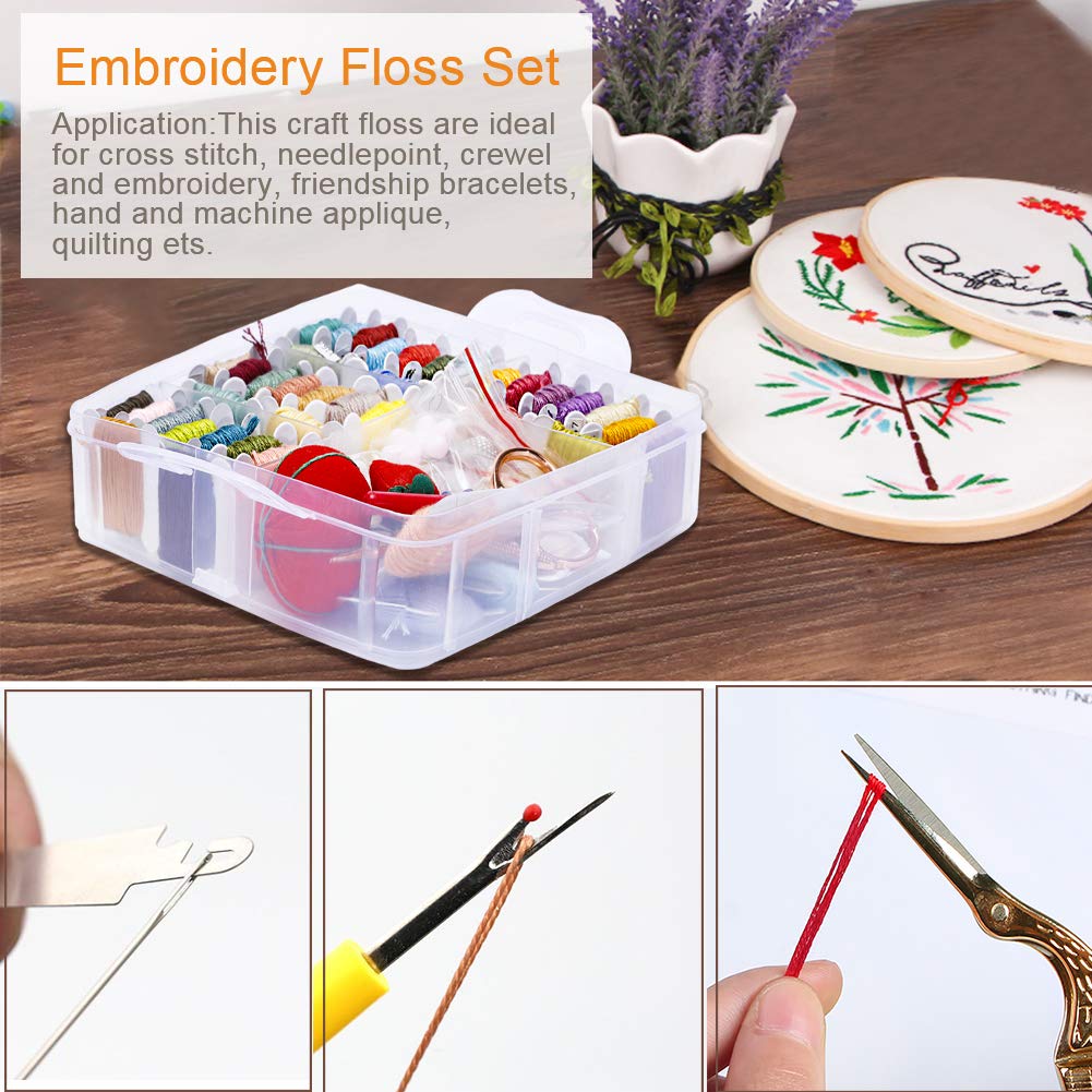176 PCS Embroidery Floss Set, Complete Set of Tools Kit, 4-Tier Organizer  Storage Box