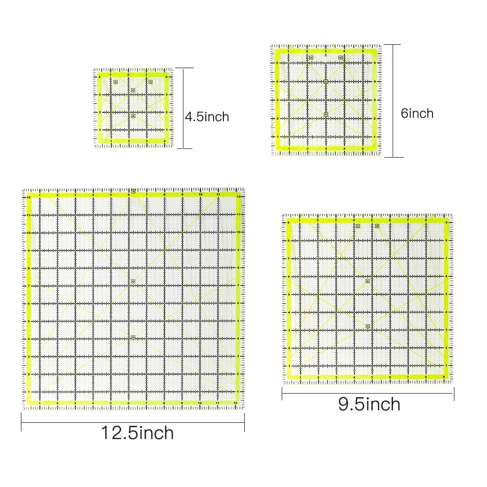 4 Pack Quilting Ruler Square Quilting Rulers Fabric Cutting