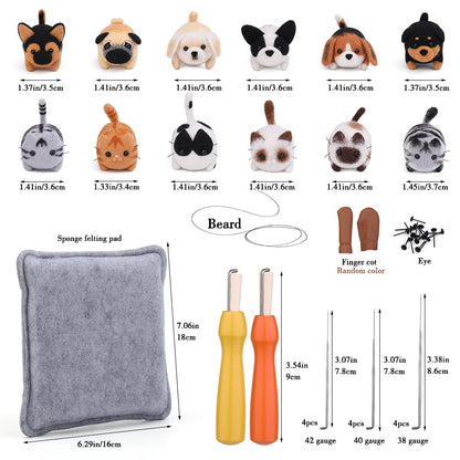 Needle Felting Kit，12 Pieces Doll Making Wool Needle Felting Starter Kit with Instruction