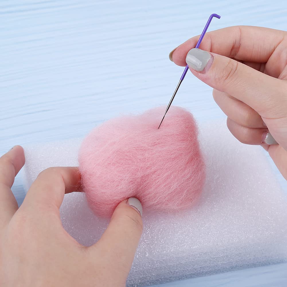Mayboos Felting Needle with Eight Needles Tool,Craft Wool Felt Stitch Punch Tool with Solid Wood Handle Felting Eight Needles Tool with Finger Cots