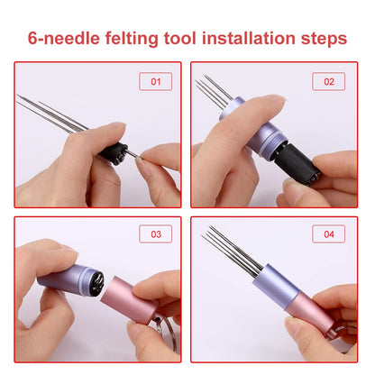 Felting Needle Tool with 6 Needles