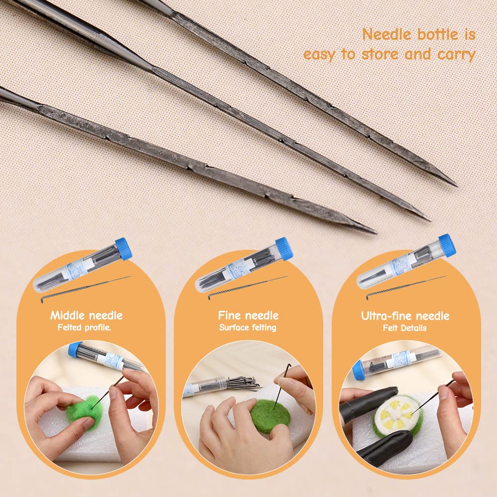 2 Needle Felt Kits,Needle Felt Kit, Felt Supplies with Instructions,Needle  Felt Pads,Felt Needles,W350+W406 