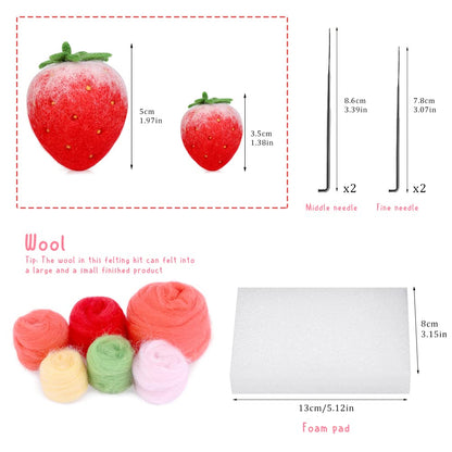 Strawberry Needle Felting Kit with Instructions