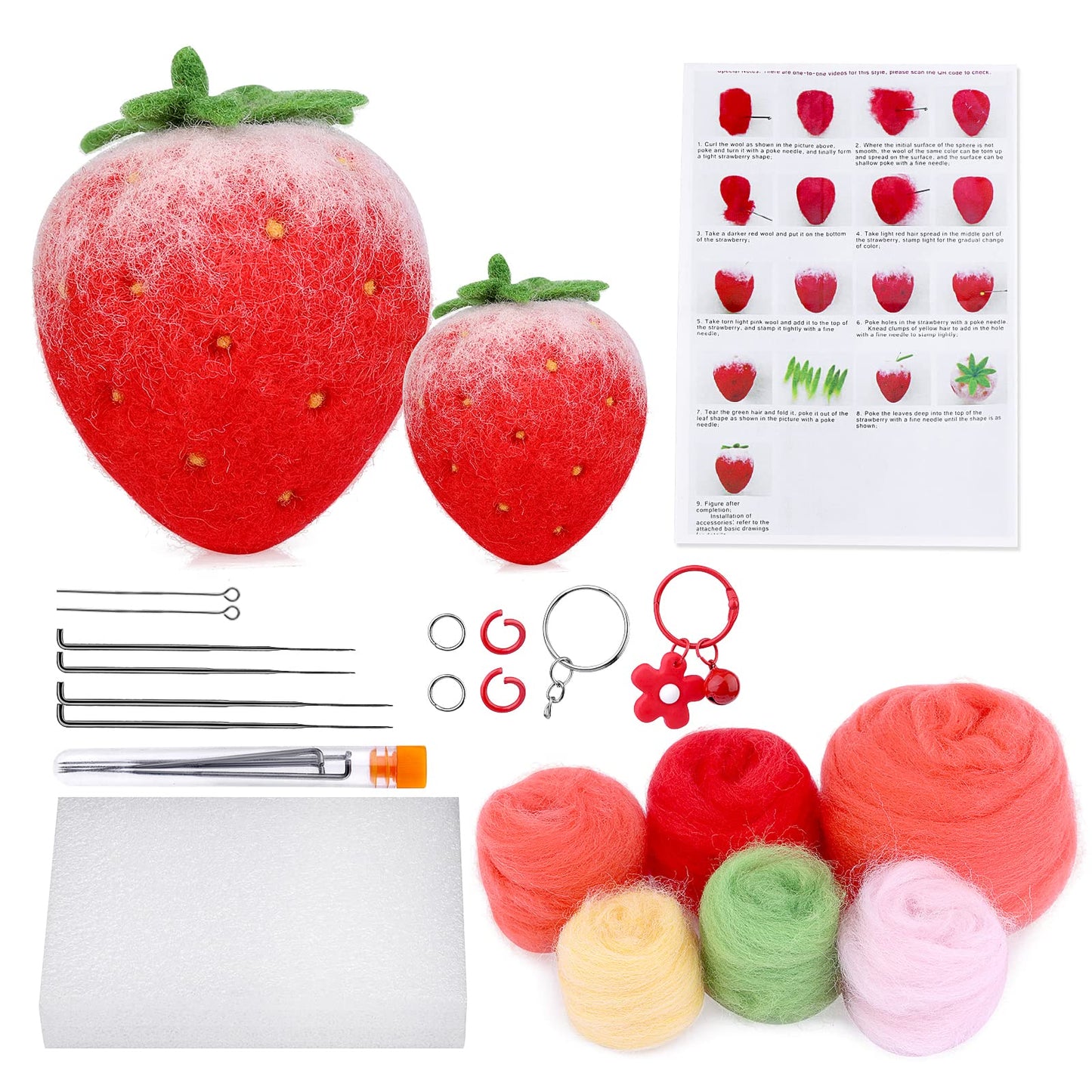 Strawberry Needle Felting Kit with Instructions