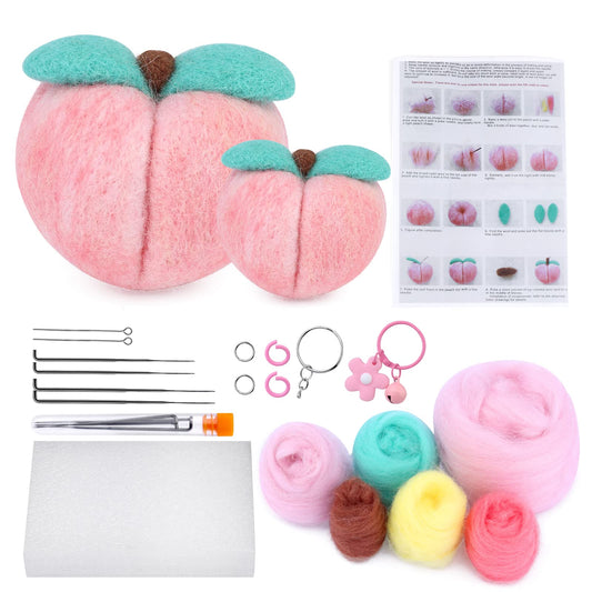 Peach Needle Felting Kit with Instructions