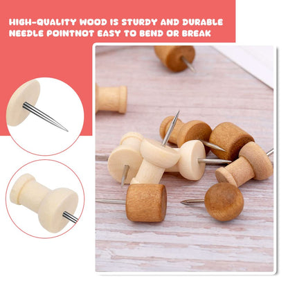 60 PCS Wooden Push Pins