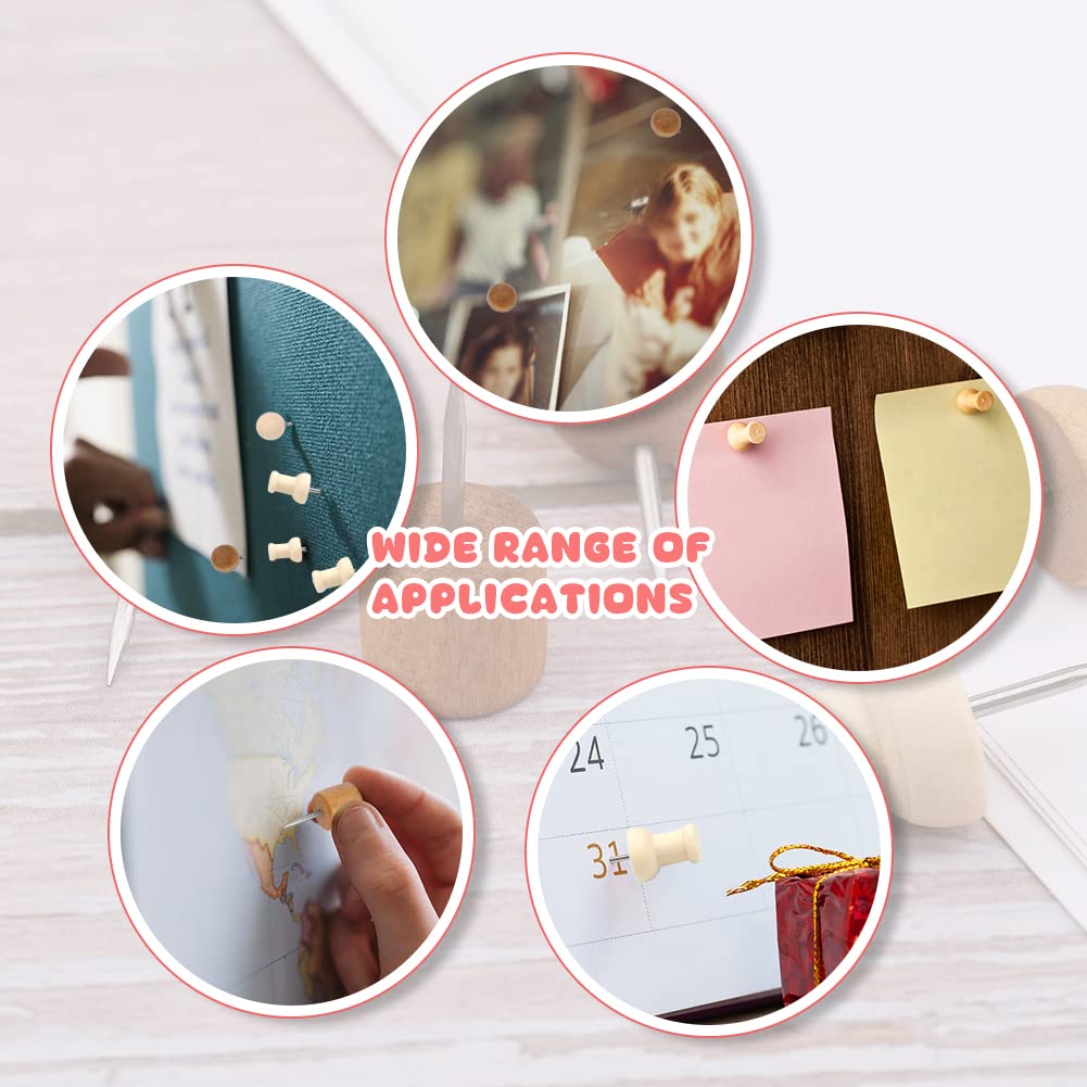 60 PCS Wooden Push Pins