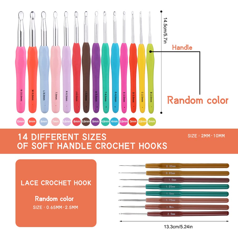 Aluminum Crochet Hooks (Set of 4 needles (7mm, 8mm, 9mm, 10mm