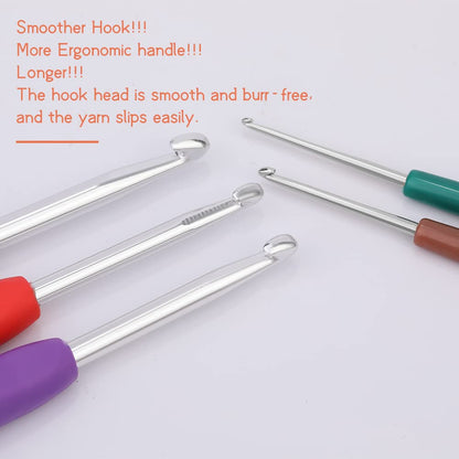 2mm-10mm Range Soft Handles Aluminum Crochet Hooks Set