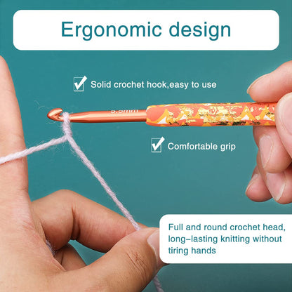 2mm-6.5mm Crochet Kit Comfy Grip Crochet Needles for Crocheting Knitting