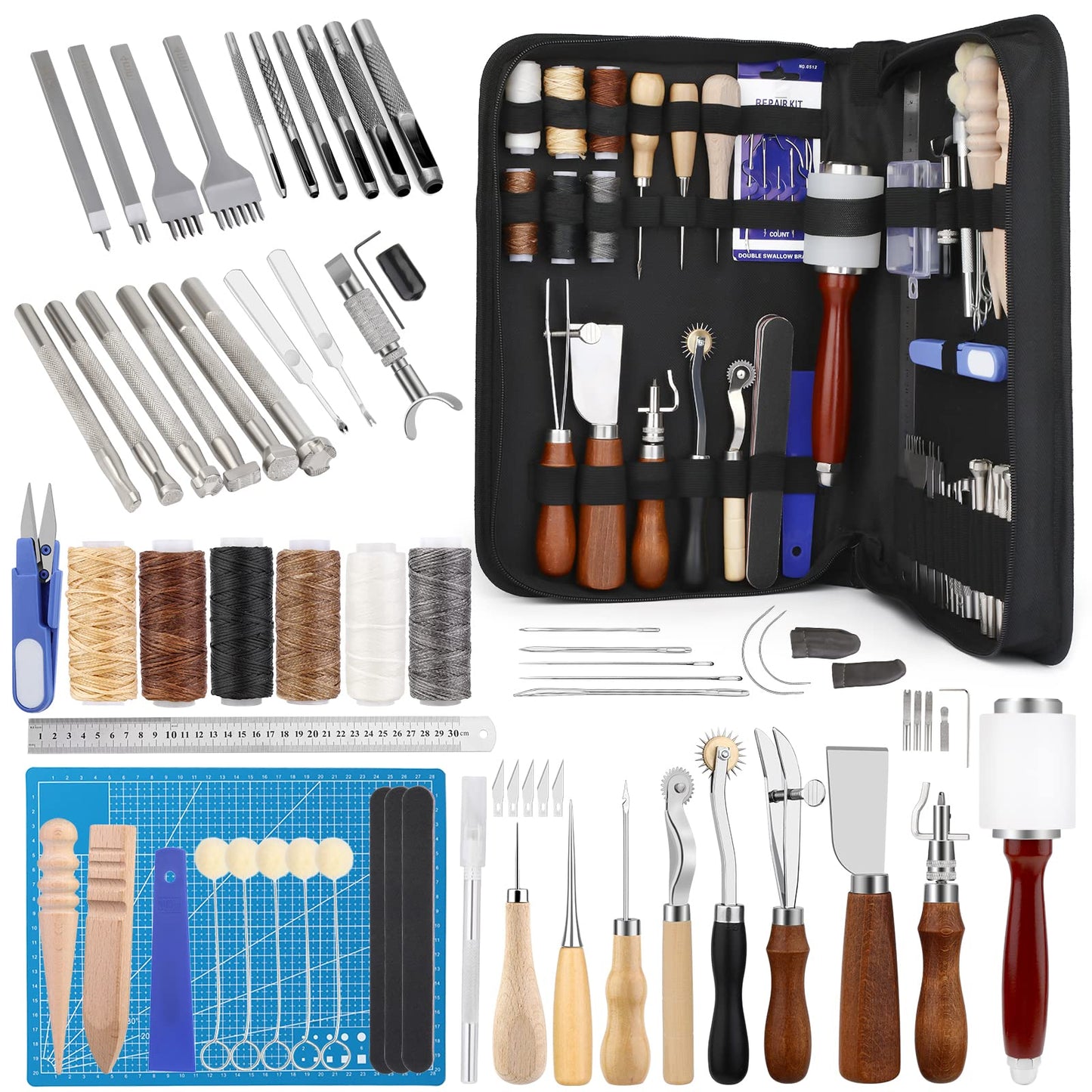 183Pcs Leather kit, Leather Working Tools Kit with Ghana