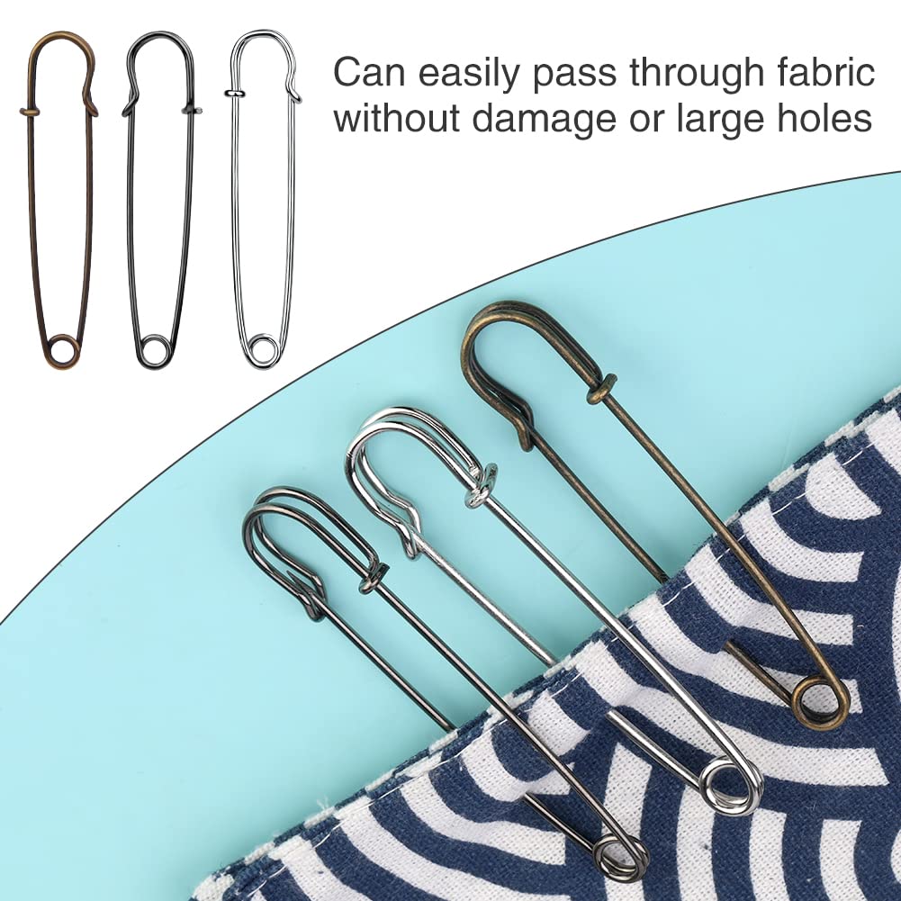 204Pcs Safety Pins, Blanket Pins,Assorted (1.06, 1.45, 1.65,2.16'', –  Mayboos