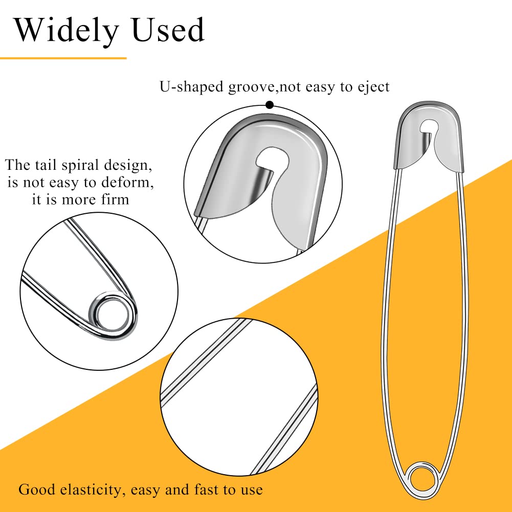 204Pcs Safety Pins, Blanket Pins,Assorted (1.06, 1.45,  1.65,2.16'',2.95'')