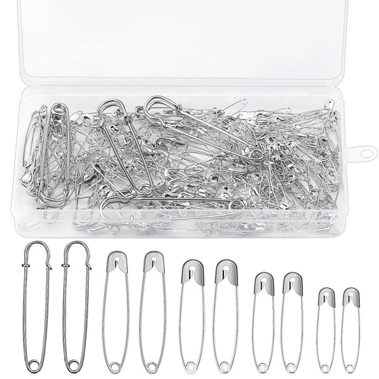 204Pcs Safety Pins, Blanket Pins,Assorted (1.06", 1.45", 1.65",2.16'',2.95'')